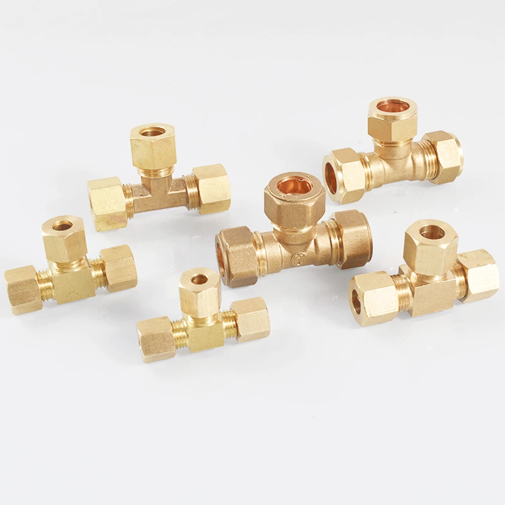 Fit 6 8 10 12 14 15 16 18 19 20 22 25 28mm Rohr kompression anschluss Messing rohr verschraubung T-Stück 3-Wege-Anschluss Wasser Gas Öl – Detail 7