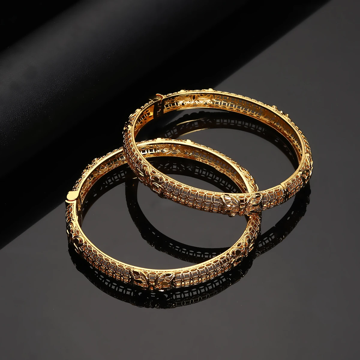 2 قطعة سوار تويست ذهبي اللون أنيق كلاسيكي بوذا التبتية سوار للنساء #5