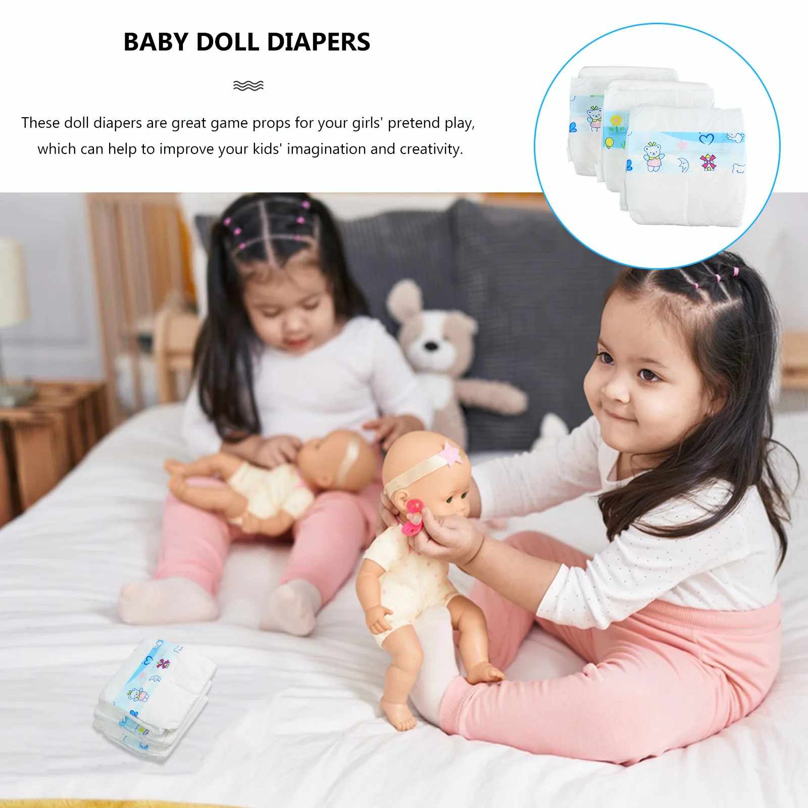 

3 Pcs Diaper Toy Decoration Pretend Baby Accessories Play Simulation Diapers Changing Toys Plastic Girl Child