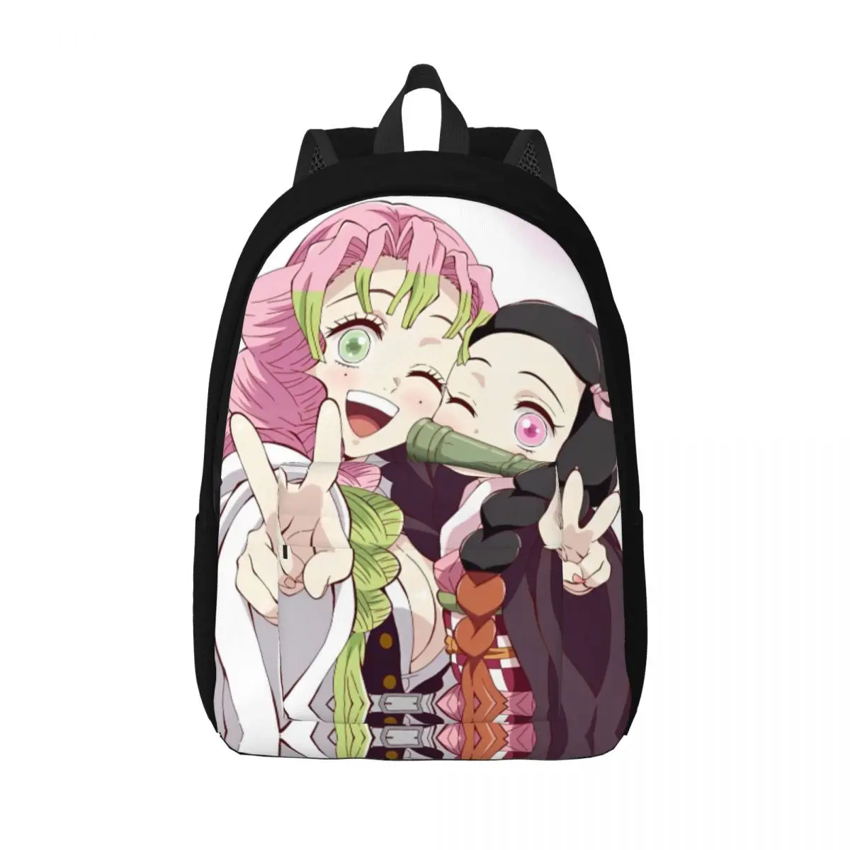 Kawaii Nezuko With Kanroji Mitsuri Backpack Middle High College School Student Demon Slayer Bookbag Men Women Daypack Hiking