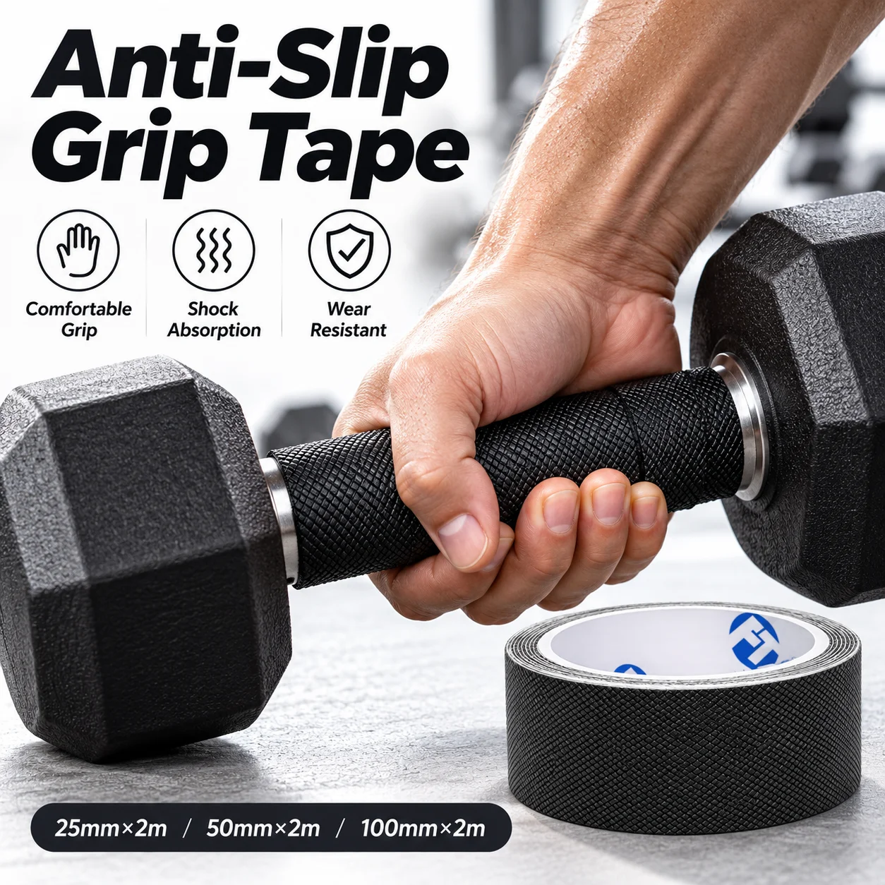 Anti-Slip Grip Tape Diamond Textured Self-Adhesive Handle Wrap for Bike Barbell Tennis Racket Fishing Rod Garden Tools
