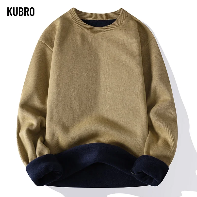 KUBRO Men's Pullover Sweaters Fashion Casual Slim Fit Basic Turtleneck Knitted Sweater Pullover Male Collar Autumn Winter Tops