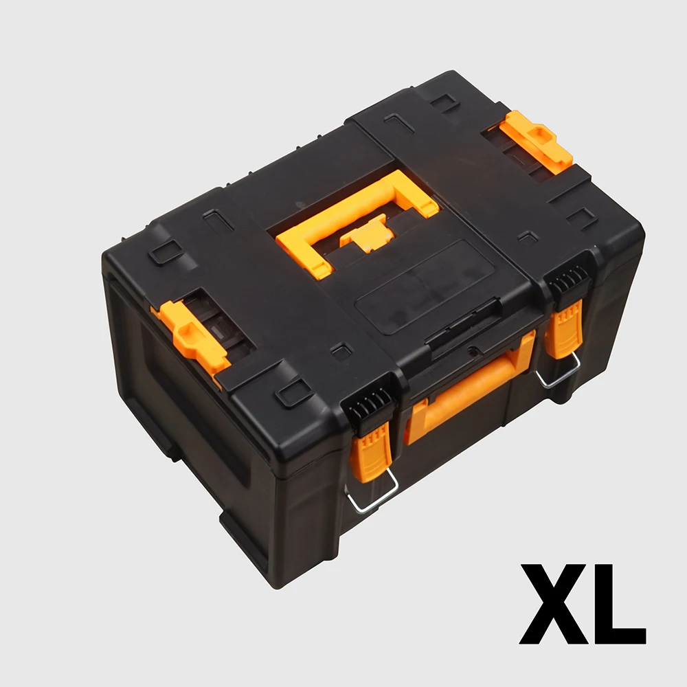 Heavy Duty Stackable Tool case with Metal Locking Latches, Ergonomic Pulling Handle & Big Wheels