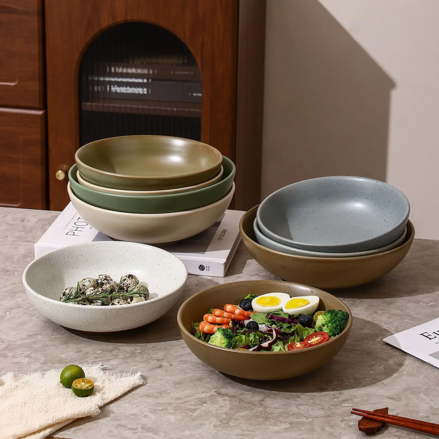 

Креативная глубокая суповая тарелка в стиле ретро, керамическая посуда, салатница, десертная миска