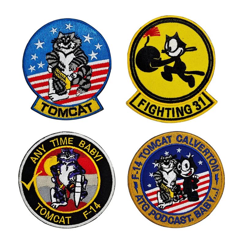 Ricamo F-14 TOMCAT PATCH Angkatan Laut Militer TOMCAT US Fighter Squadron Jaket Patch Bahu lancana PATCH per abbigliamento