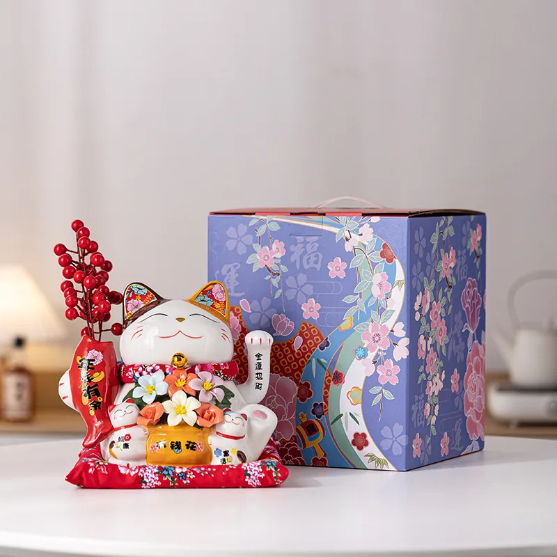 Fortune Cat Large Ornaments Store Opening Electric Hand Shaking Large Japanese Ceramic Creative Gift Cashier Decoration