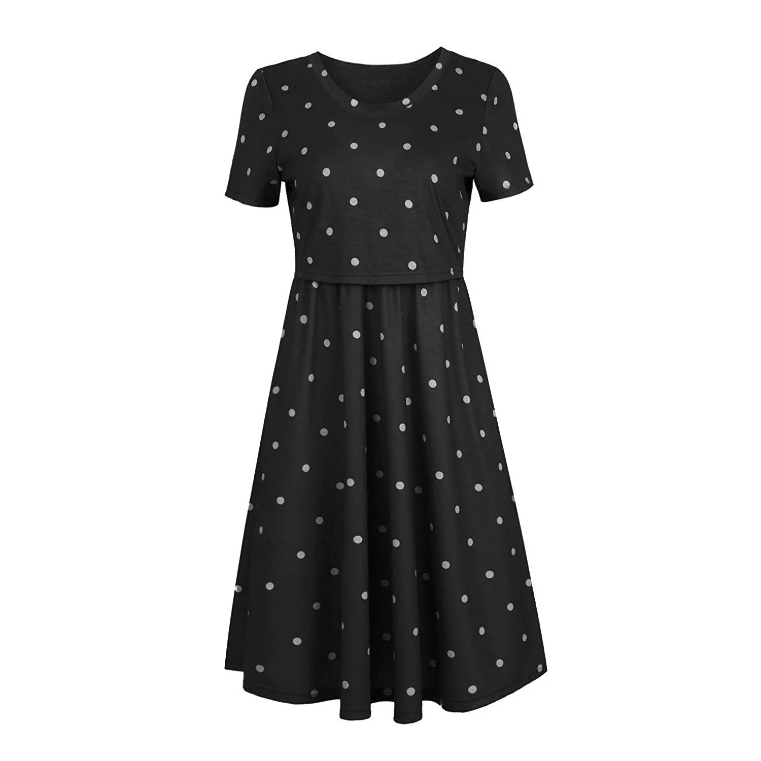 New European and American fashion maternity wear short-sleeved polka dot print maternity dress maternity striped nursing clothe