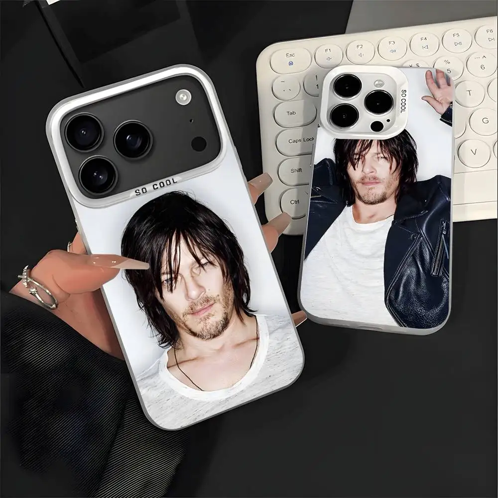 

Norman Reedus W-Walking D-Dead For iPhone 17,16,15,14,13,12,11,Mini,Pro,E,SE4,XS,MAX White Shockproof Candy Matte Cover