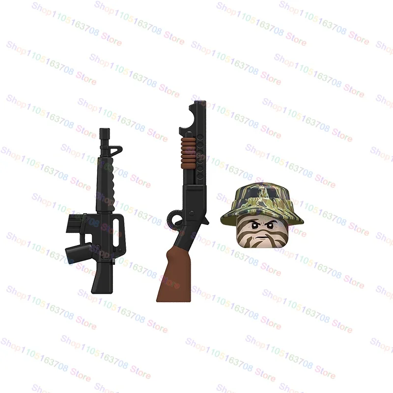 Blocs de construction de soldats de l'armée, chapeau de commandant d'infanterie Marine, drapeau, Mini figurines d'action, accessoires, briques, jouet cadeau, N701-706