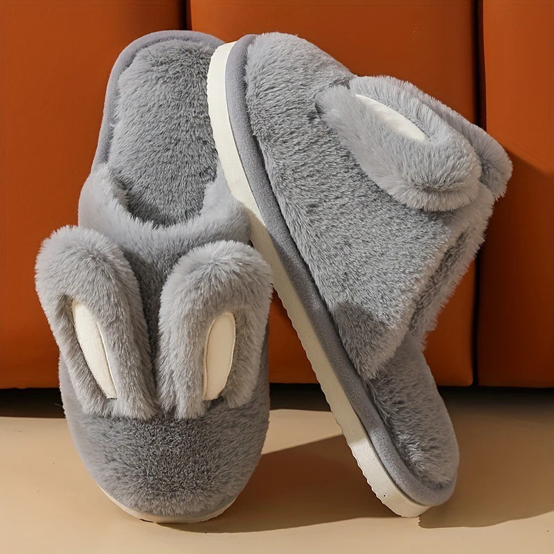 Simpatiche pantofole da casa con orecchie di coniglio in peluche Pantofole soffici per studenti Camera da letto invernale Scarpe da ragazza Kawaii