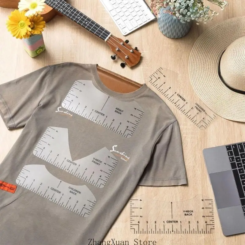 Vollständiger Satz Stoffpressenzubehör, einschließlich 4 verschiedener Stützen und T-Shirt-Positionierungswerkzeug für – Detail 4