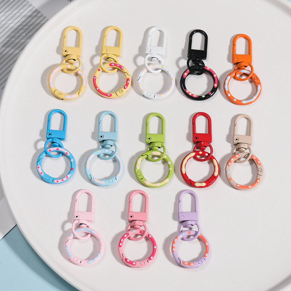 

1Pcs/Lot Spring O Rings Round Lobster Claw Clasps Cute Metal Keychain Ring Round Carabiner Clips for Keyrings Buckle Bags Purses