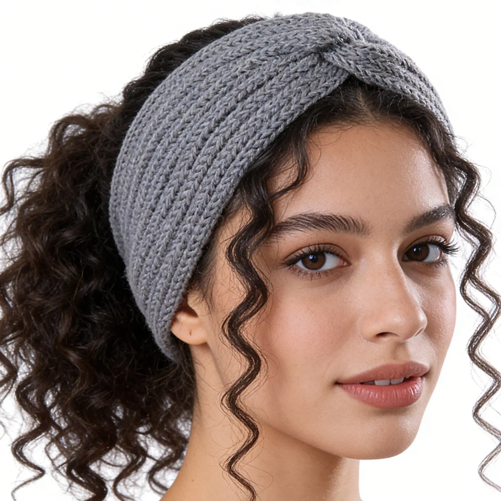 4Pcs Warm Breathable Woven Hairband Hand-Woven Woolen Yarn Headband Skin-Friendly Anti-Skid Ear Warmers for Cycling Camping
