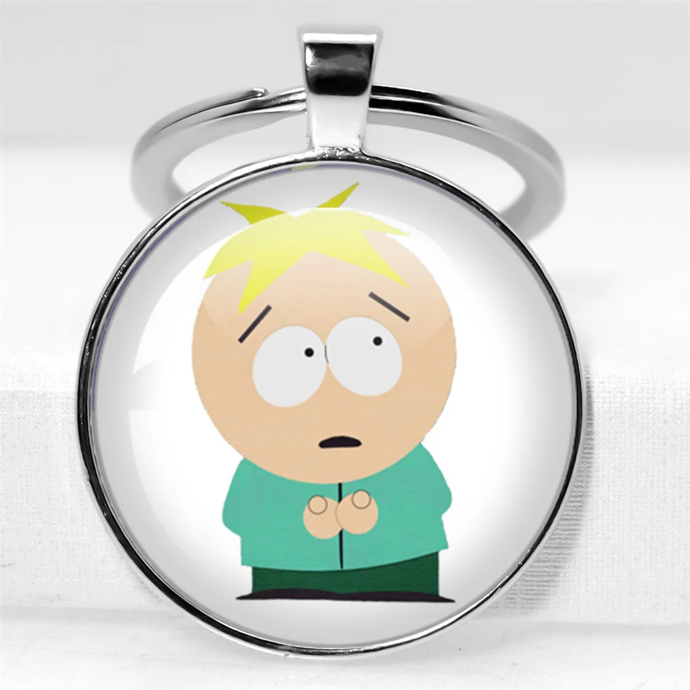 South Park 25MM/30MM Glass Cabochon Pendant Stan Eric Kenny Matt Keychain Jewelry Accessories Key Ring Fans Gift