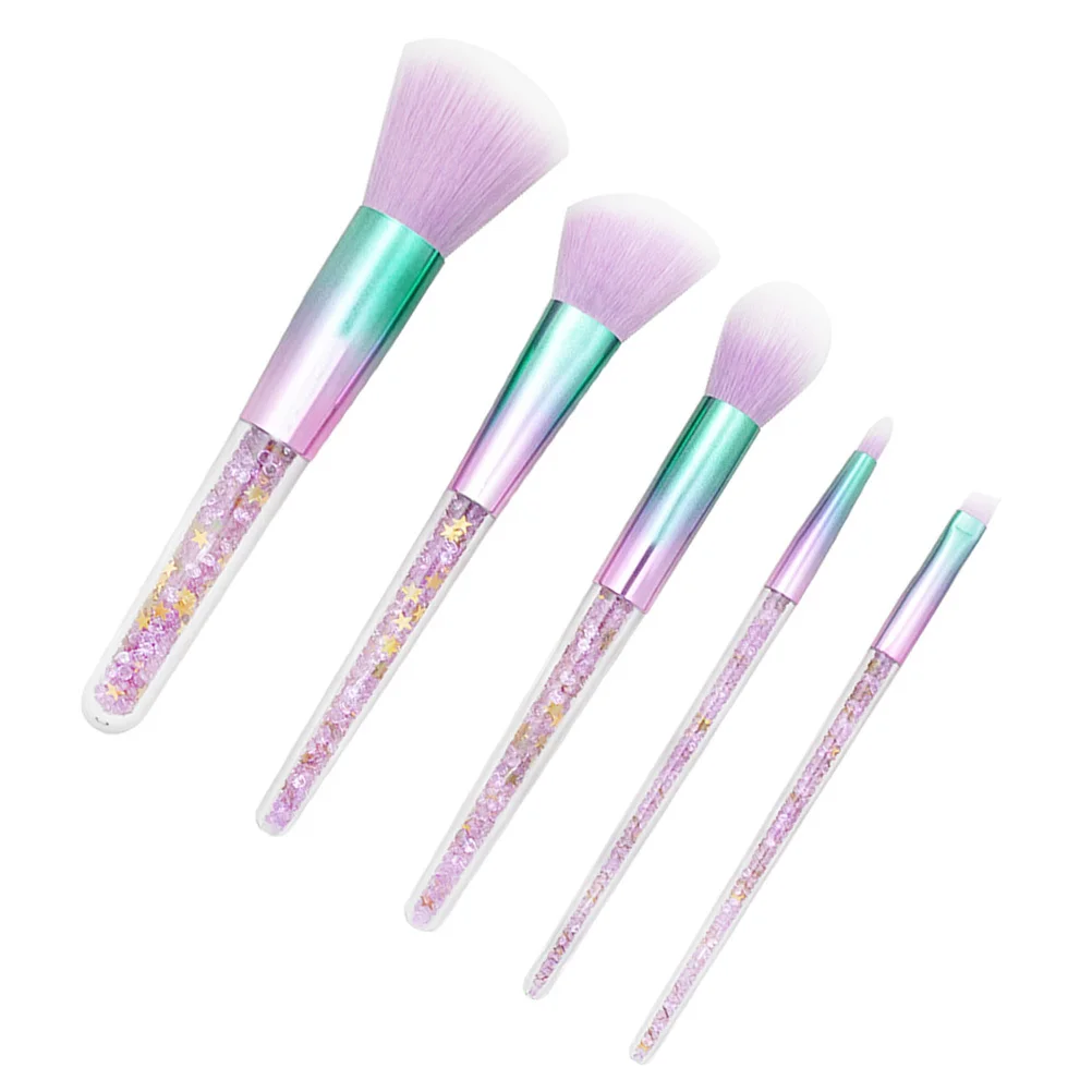 مجموعة فرش مكياج مكونة من 5 قطع، شعيرات كثيفة دقيقة ممتازة بدون تساقط للتطبيقات الناعمة للاستخدام اليومي الاحترافي للنساء