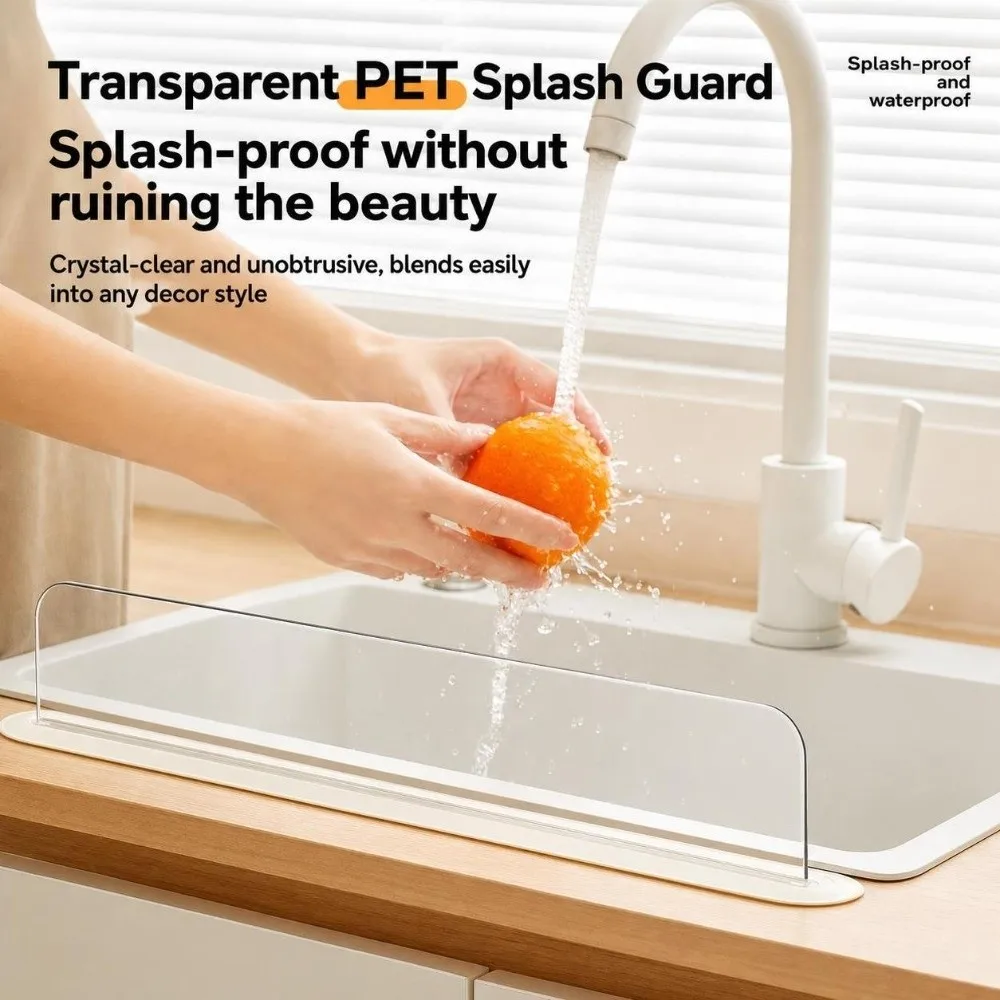 Silicone Sink Baffle Splash Guard Oil-Proof with Suction Cup Pool Water Baffle Plate Kitchen Supplies Sink Organizer