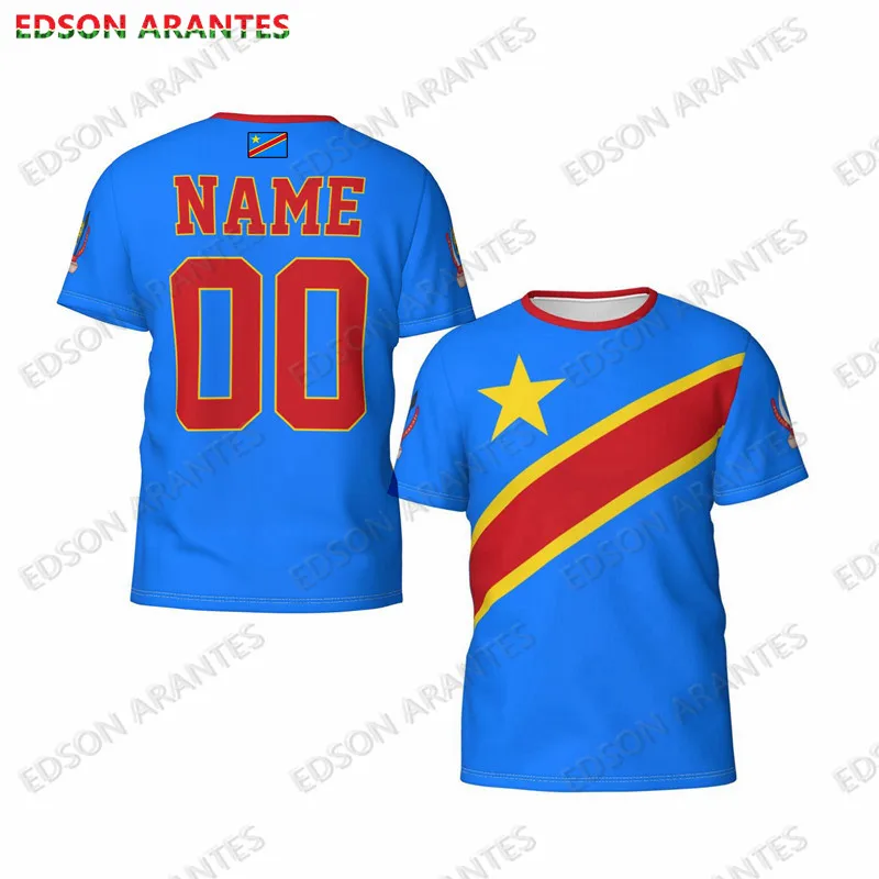 Democratic Republic of Congo Flag Futbol T-shirt Personalized Name Number Men Women Zair Jersey Custom Adult Kid DR Fans Clothes