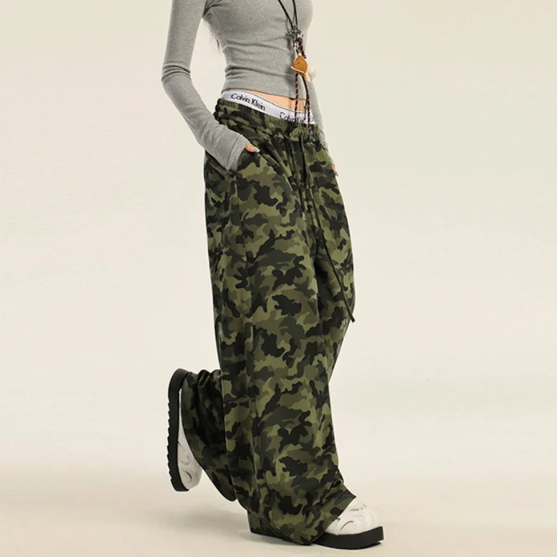 2024 Ropa Y2K Streetwear Elastic Waist Camouflage Baggy Pants For Women Clothes Drawstring Sweatpants Hip Hop Lady Long Trousers