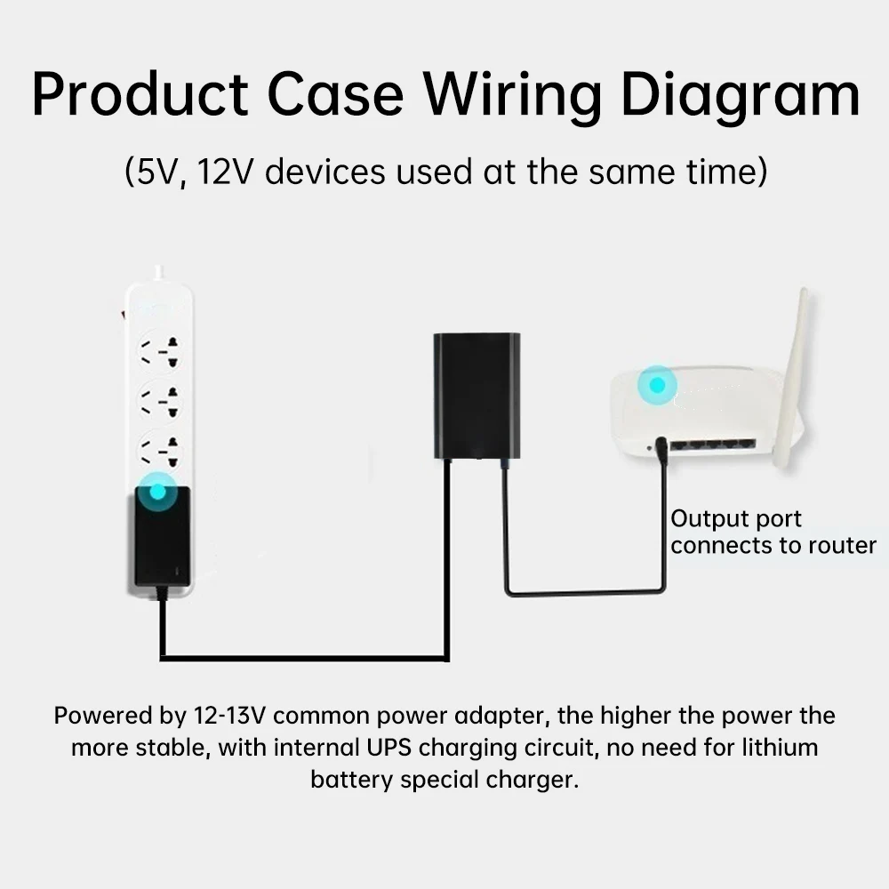 DC 12V 3x 18650 Lithium-Akku, lötfreie UPS DIY Powerbank-Box für Router, Handy, Tablet, Modem, CCTV-Kamera, ohne Akku – Detail 10