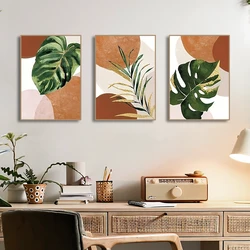 3pcs Boho Palm Leaf Green Plants Wall Art Canvas Paintings Modern Still Life Poster Prints Pictures for Living Room Decoration
