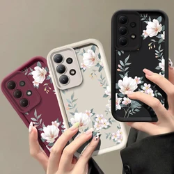 A55 Pink Flowers Phone Case For Samsung Galaxy A35 A33 A53 A73 A34 A54 A55 F13 F23 M13 M15 M54 M51 M34 M31 Silicone Soft Cover