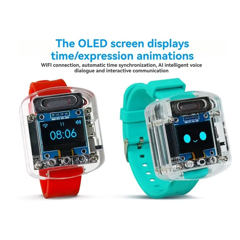 ABMF-Xiaozhi AI ساعة صوت ذكية لتقوم بها بنفسك طقم ساعات إلكترونية 0.96 بوصة شاشة OLED مشروع إلكترونيات #5