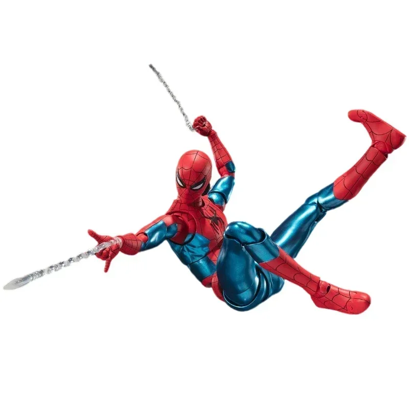 In Stock Original Bandai SHF New Red Blue Suit SpiderMan No Way HomeAction Figure Animation Toy Gift Model Collector Anime Hobby