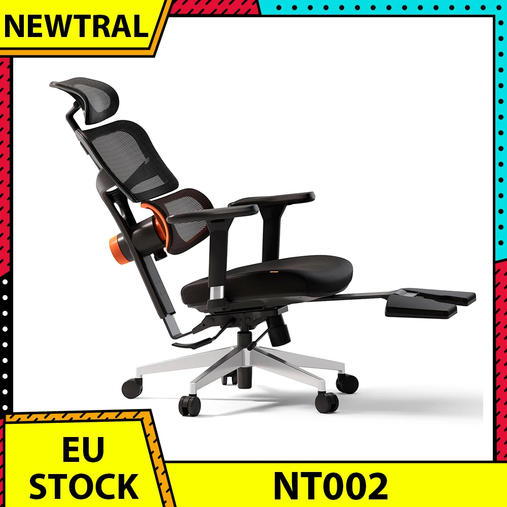 NEWTRAL NT002 Ergonomic Chair Adaptive Lower Back Support with Footrest 4 Recline Angle Adjustable Backrest Armrest Headrest