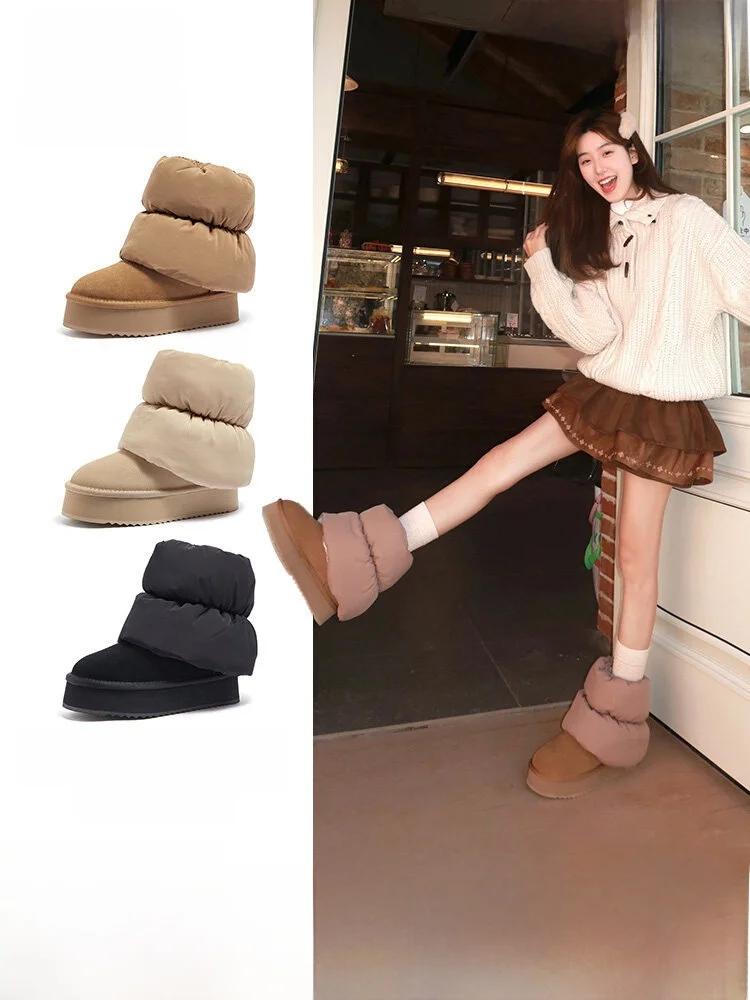 

Camel Women's Snow Boots 2026 New Winter Thiened Warm Cotton oes Anti-slip Waterproof Northeast Cotton Boots Fce Lined...