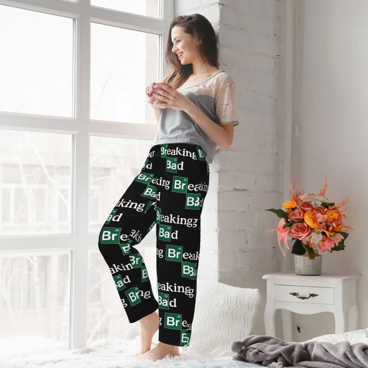Custom Breaking Bad Pajama Pants Women TV Show Sleepwear Lounge Sleep Bottoms Stretch with Pockets view 6
