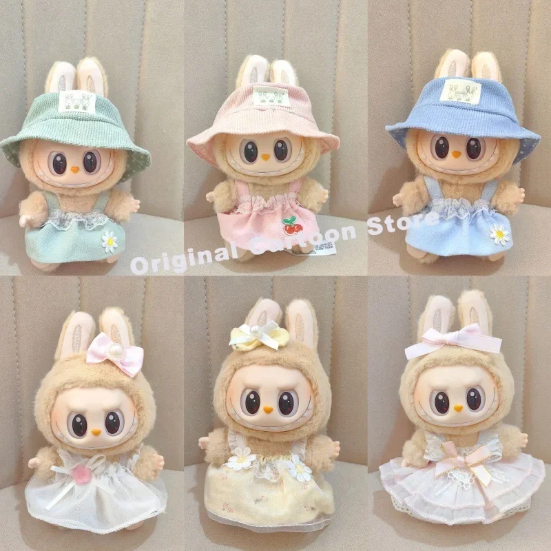 

Anime Figure Monsters Labubu Clothing 2 Generations Lucky Box Plush Doll Pendant Keychain Sit Down Party Baby Clothes Skirt