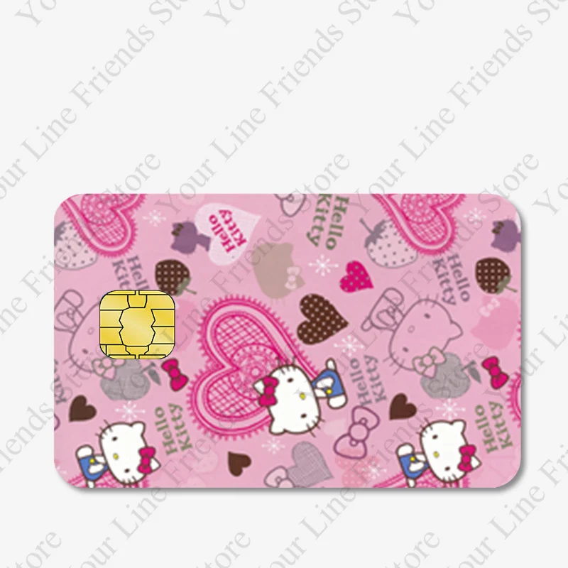 New Hello Kittys Credit Debit Card Sticker Kawaii My Melody Poker Sticker Cartoon Waterproof Stickers Big Small Chip Sticker