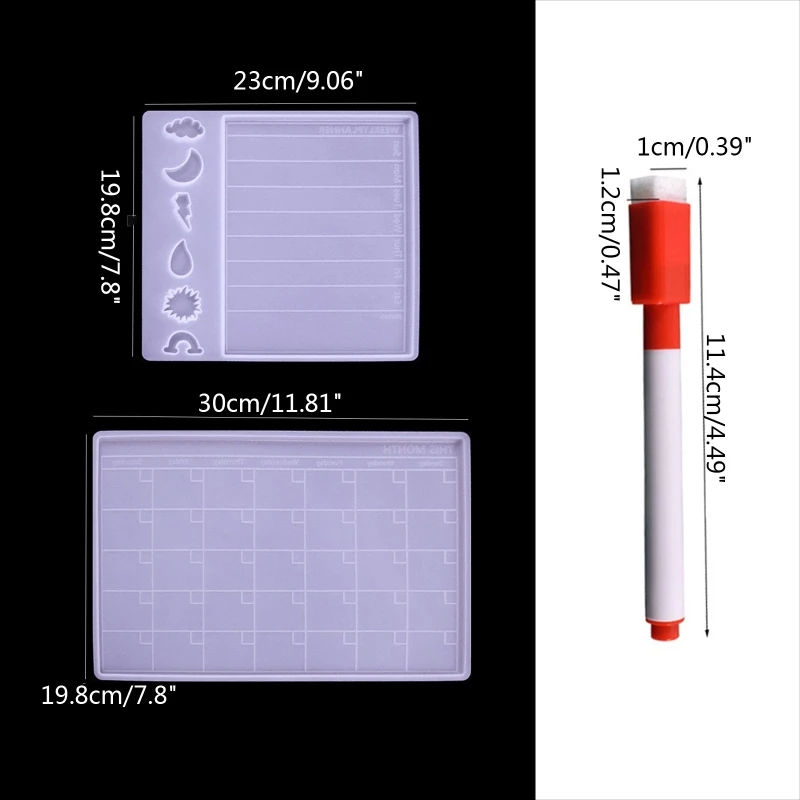 Piękny wzór pogody kalendarz żywica silikonowa żywica epoksydowa miesięczny codzienny notatnik z farbami markery na biurko lodówka ścienna