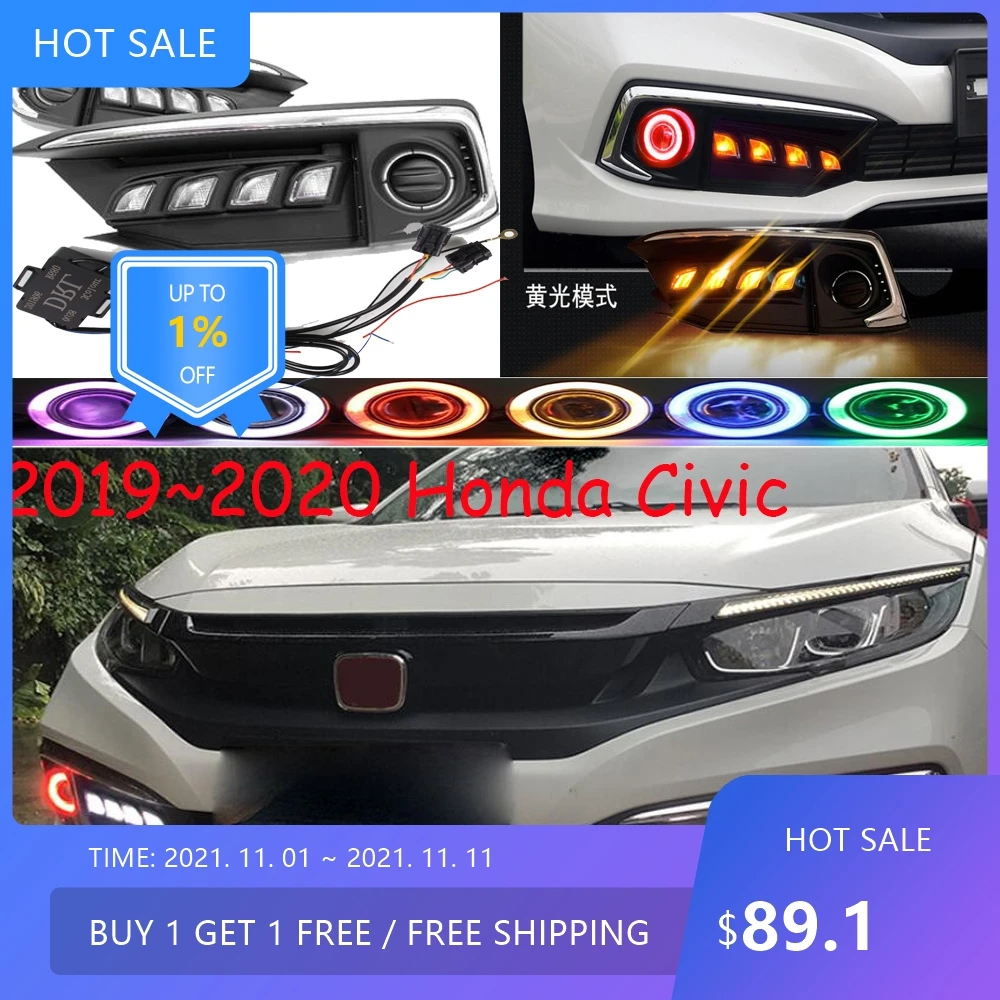 

auto bumper headlight Honda-Civic daytime light 2019~2020y auto accessories LED headlamp Honda-Civic projector fog lens light