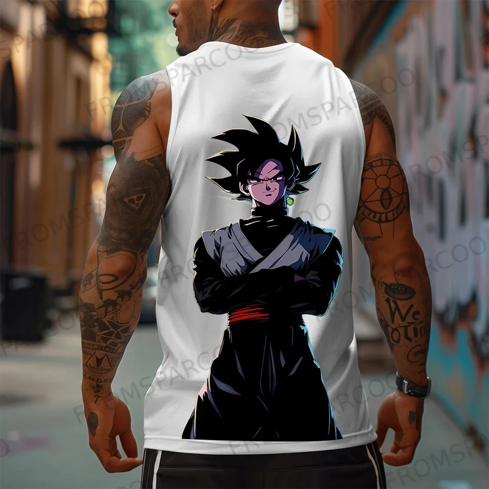 Koszulka bez rękawów z nadrukiem Dragon Ball Anime Goku 2025, męska, sportowa, luźna, letnia, modna, z czystej bawełny.