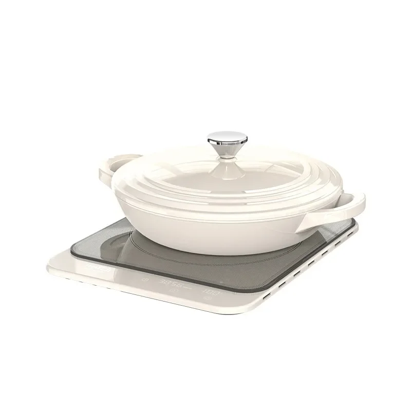 Enameled Cast Iron Pot, Multifunctional Soup Stew Pot Compatible with Induction Cooker 3