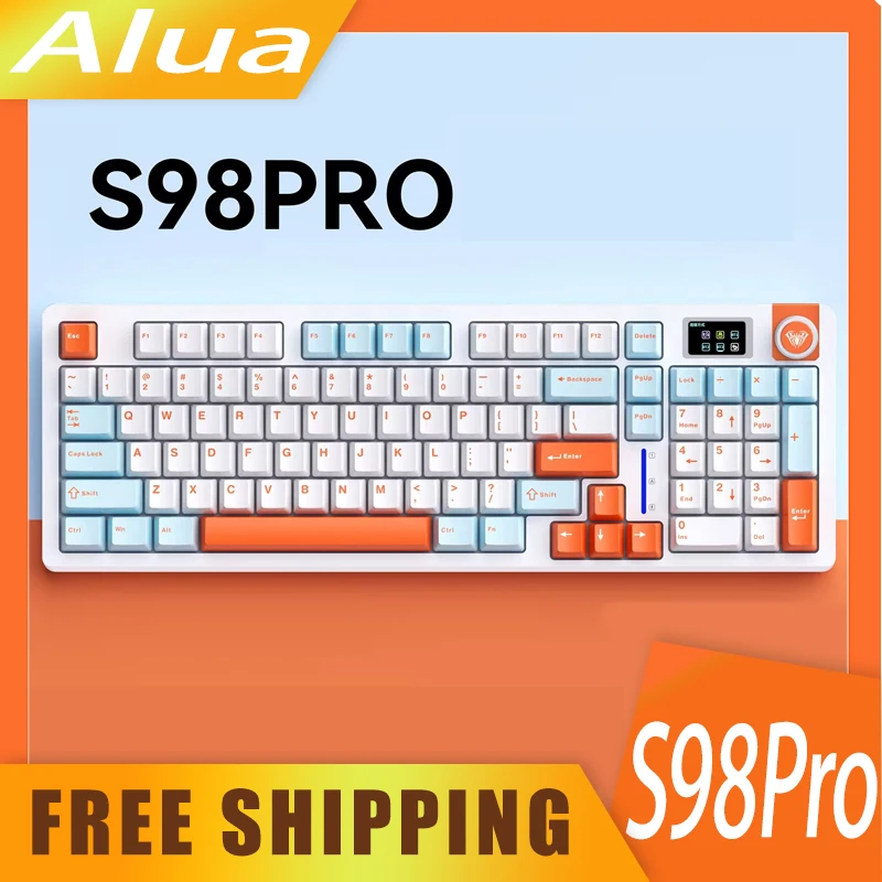 

Механическая игровая клавиатура Alua S98Pro, 3 режима, 2,4 ГГц, Buletooth