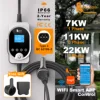 Feyree EV 차량용 EV 충전기, EVSE 월박스, 스마트 앱, 와이파이 제어, 전류 및 충전 시간 설정, 7KW, 32A, 1P, 22KW, 11KW, 3P 1