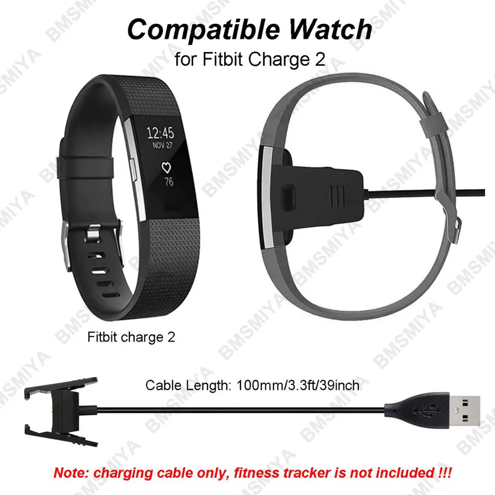 2 قطعة سلك شاحن USB بديل لـ Fitbit Charge 2 جهاز تعقب للياقة البدنية كابل شحن محمول حوض مهد لـ Fitbit Charge2 Ad