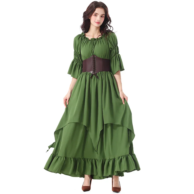 Victoriaanse lange jurk Dr. Ele vrouw kostuum Halloween Stage Performance Garderobe Classic Court Lady kledij