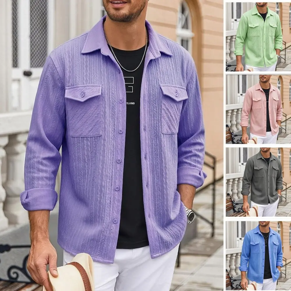 

In-Stock 2026 New Men's Shirts, Spring Autumn Cardigan Jackets, Station Amazon, European And American Sizes