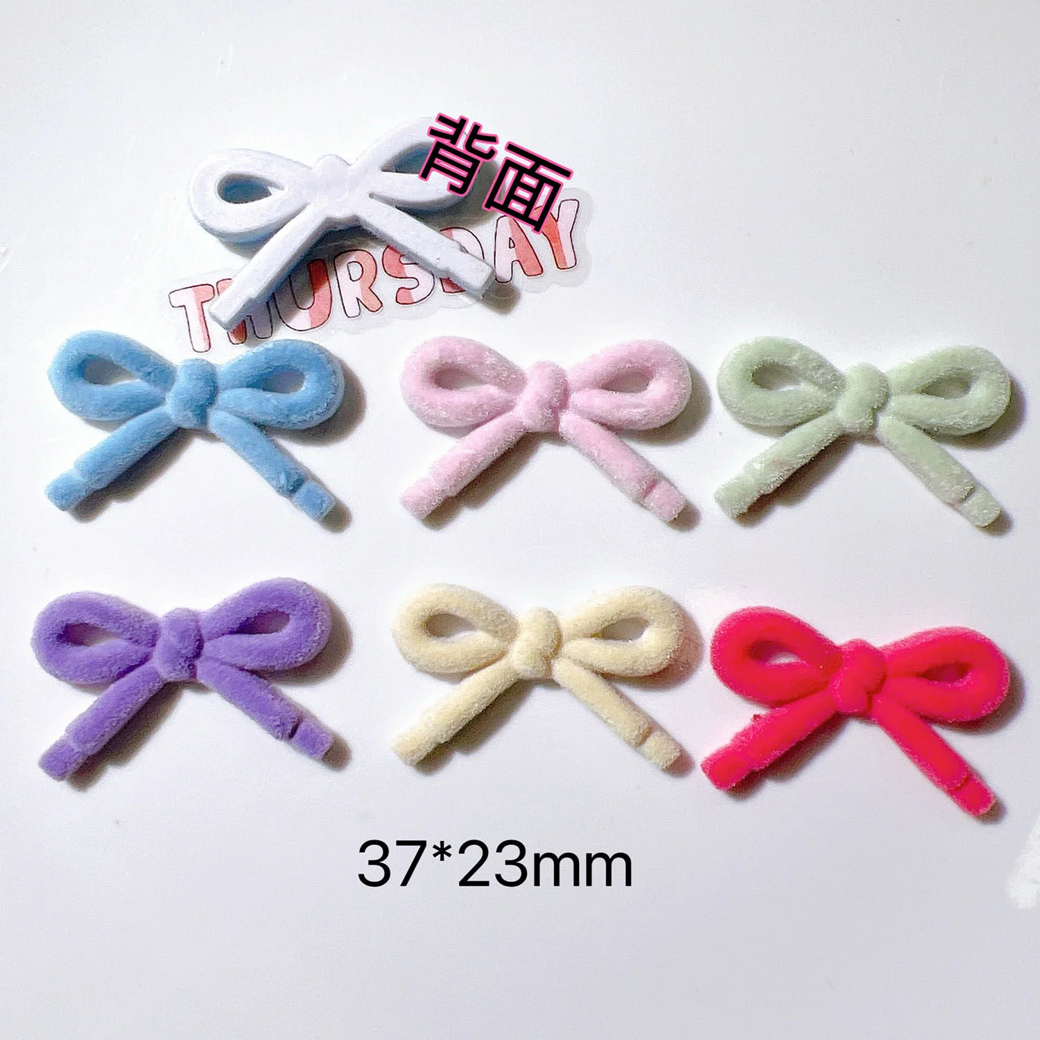 WFFNNKC 10-20Pcs Sweet Flocked Bowknot Flatback Resin Decor Accessories Headwear Hairpin Jewelry Sewing Acrylic Craft Supplies
