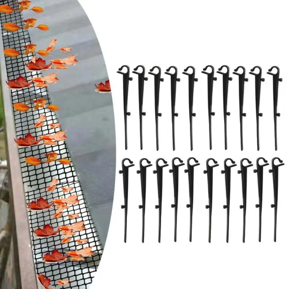 20PCS Hook & Stake Design Gutter Clip Easy Insert Installation Anti-Rust Gutter Net Fixing Hook Simple Assembly
