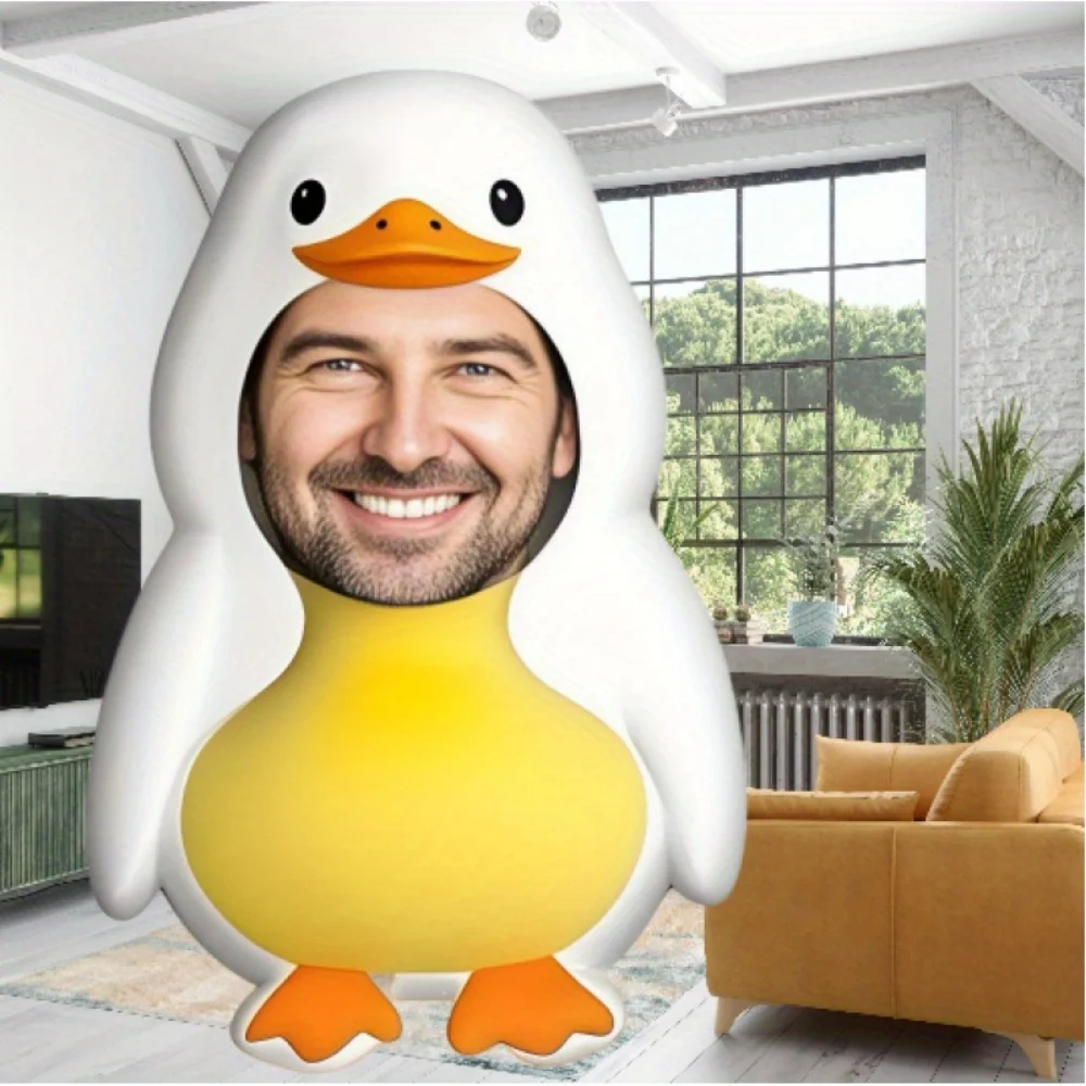 Customized Yellow Duck Photo Pillow, Personalized Fun Photos, Home Decor Gift, Suitable for Various Holiday Gifts, Including Valentine's Day, Christmas, Etc