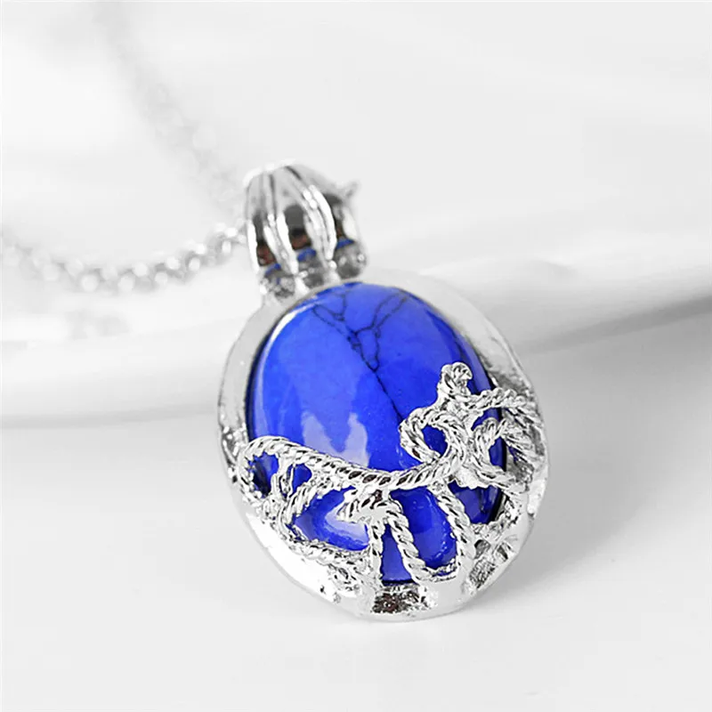 Film The Vampire Diaries Necklace Vintage Katherine Pendant Fashion Movie Jewelry Cosplay For Women Lapis Lazuli Pendant