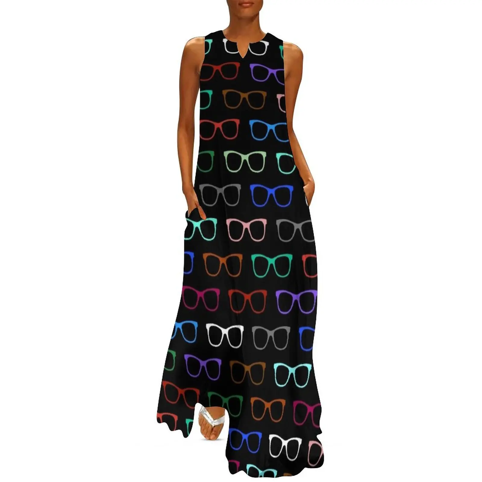 

Hipster Colorful Eyeglasses Pattern II Long Dress ladies dresses for special occasions Summer dresses for women