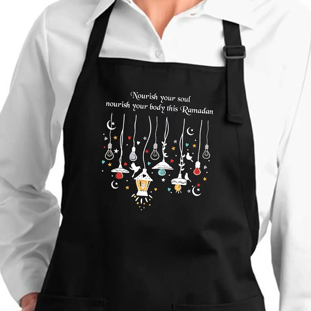 

1Pcs Ramadan Cooking Adult Apron Islamic Holiday Home Accessory Kitchen Supplies Muslim Heartwarming Gift Eid Mubarak Decoration