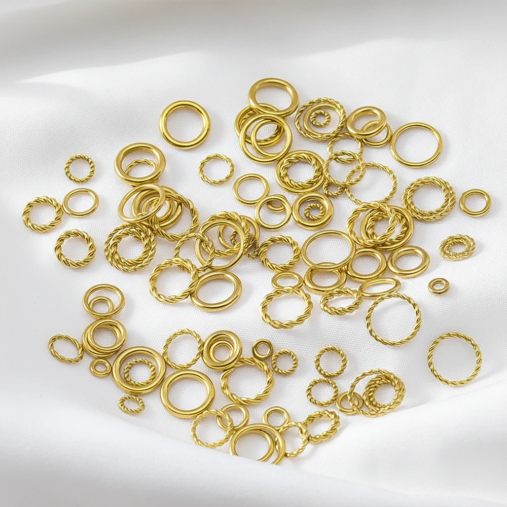 

20pcs/Lot Stainless Steel Twist Rope Circle Connector Closed Jump Ring Split Ring Thick for DIY Jewelry Material Making Supplies