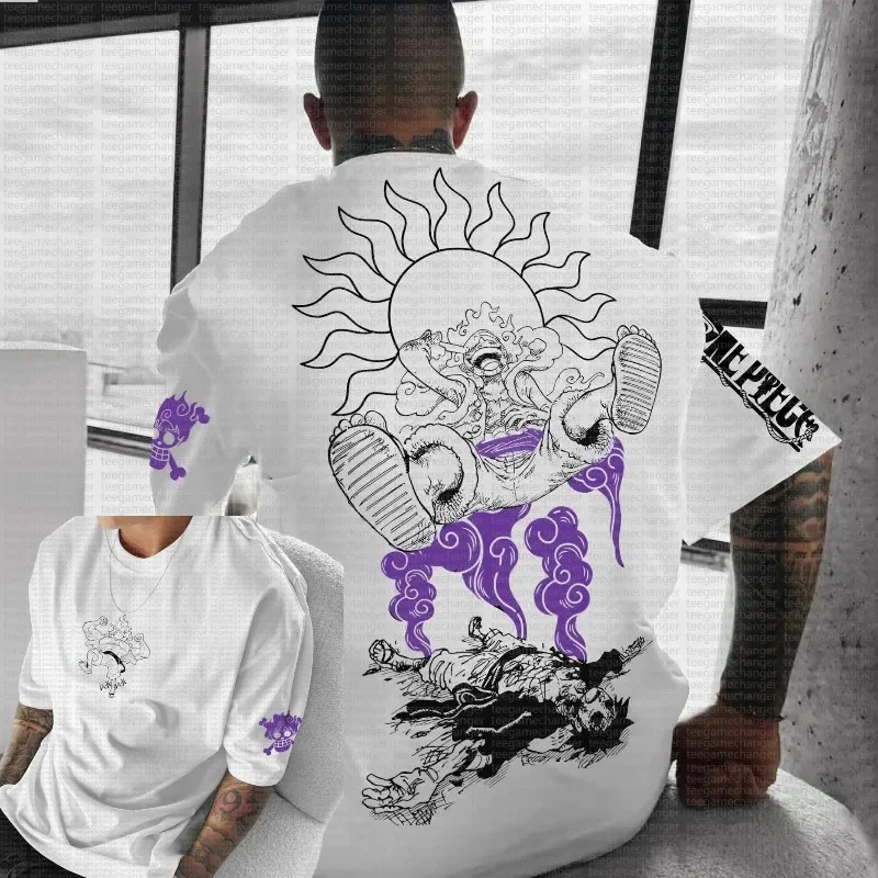 قطعة واحدة أنيمي الطرفية جديد تي شيرت الرجال الصيف الشارع الأمريكي الاتجاه تنوعا حجم كبير الأسرة قصيرة الأكمام #3