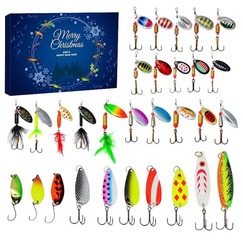 2023 Advent Calendar Fishing Lures Advent Calendar Gift Count Down Calendar Fishing Tackle Bait Christmas Decor Surprise Gift